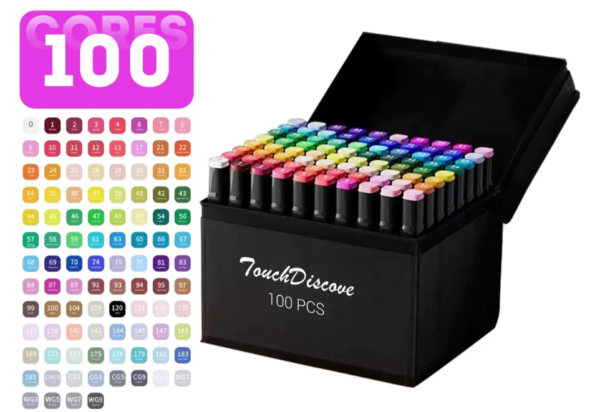 Canetas Marcadores com Ponta Dupla Touch 100 cores
