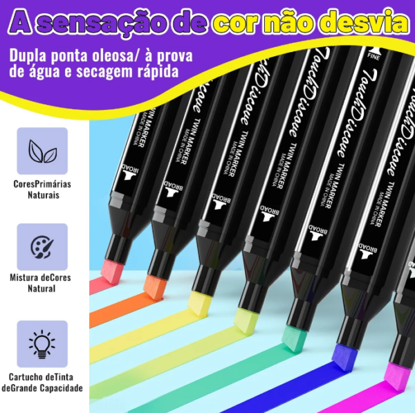 Canetas Marcadores com Ponta Dupla Touch 100 cores - Imagem 2