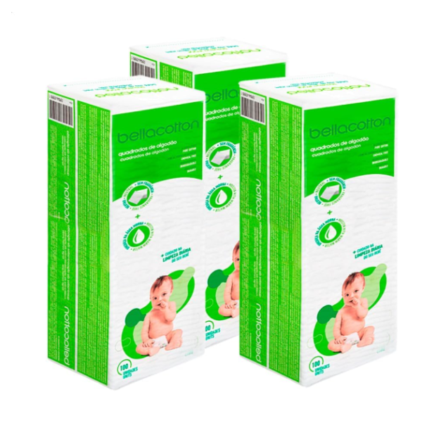 Algodão Quadrado Bellacotton -  Kit com 3 Pacotes