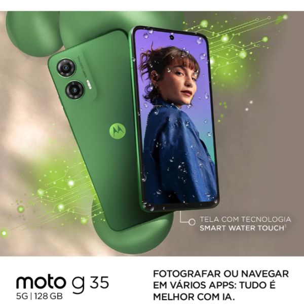Smartphone Motorola Moto g35 5G - 128GB 12GB (4GB RAM+8GB Ram Boost) e Camera 50MP com AI NFC Tela 6.7" com Superbrilho - Verde - Vegan Leather - Imagem 4