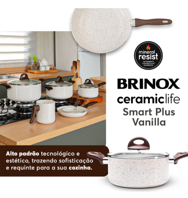 Conjunto de Panelas 8 Peças Ceramic Life Smart Plus Vanilla - Brinox - Imagem 7