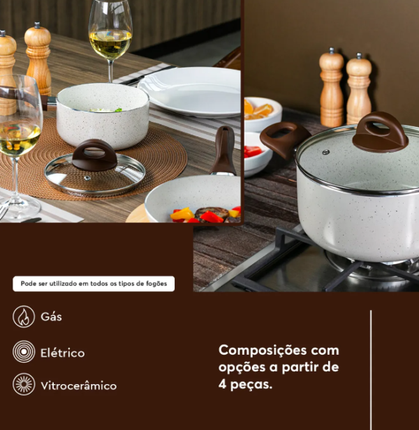 Conjunto de Panelas 8 Peças Ceramic Life Smart Plus Vanilla - Brinox - Imagem 6